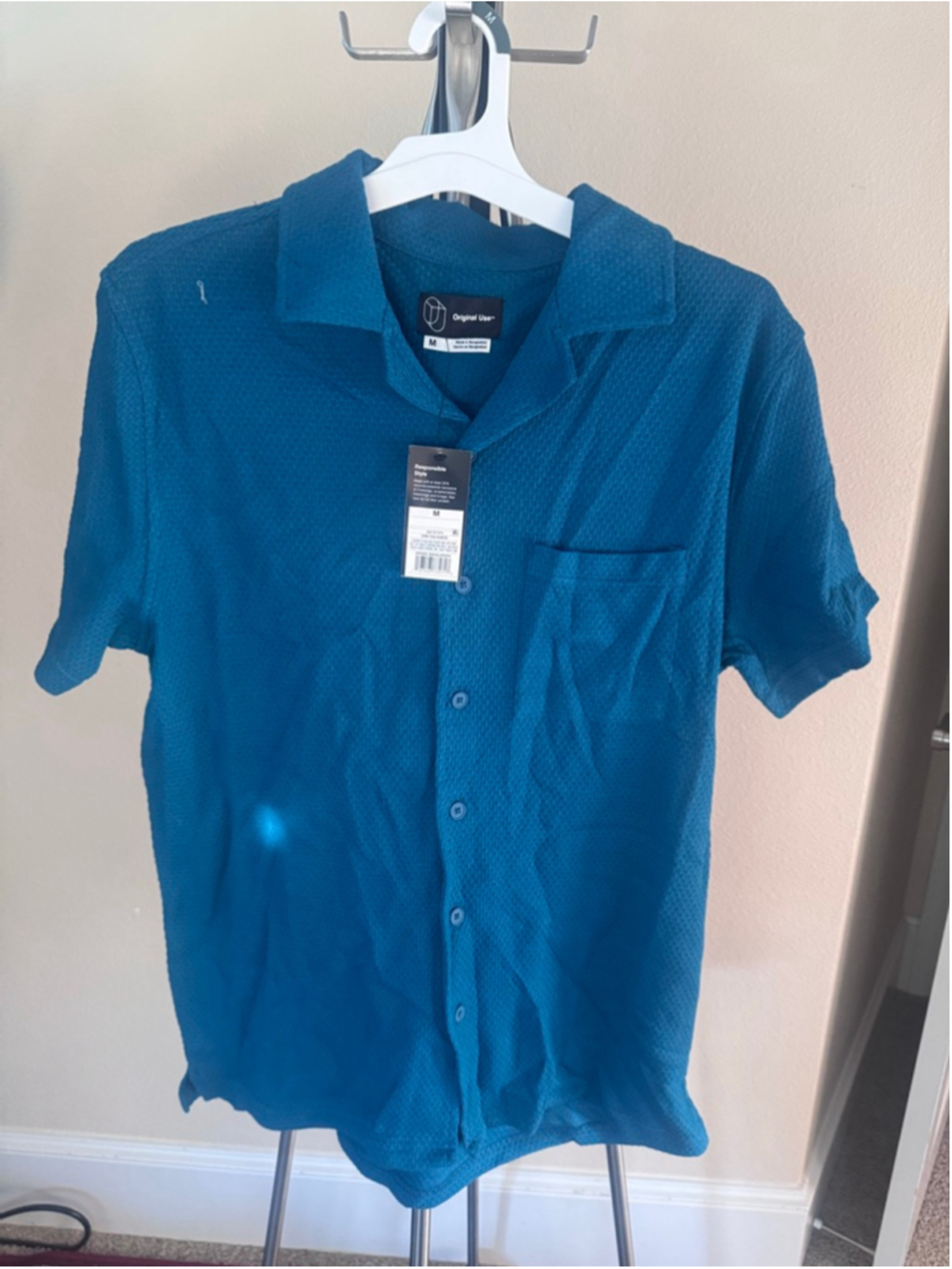 Men's Original Use Casual Button Down Shirt M Dark Teal